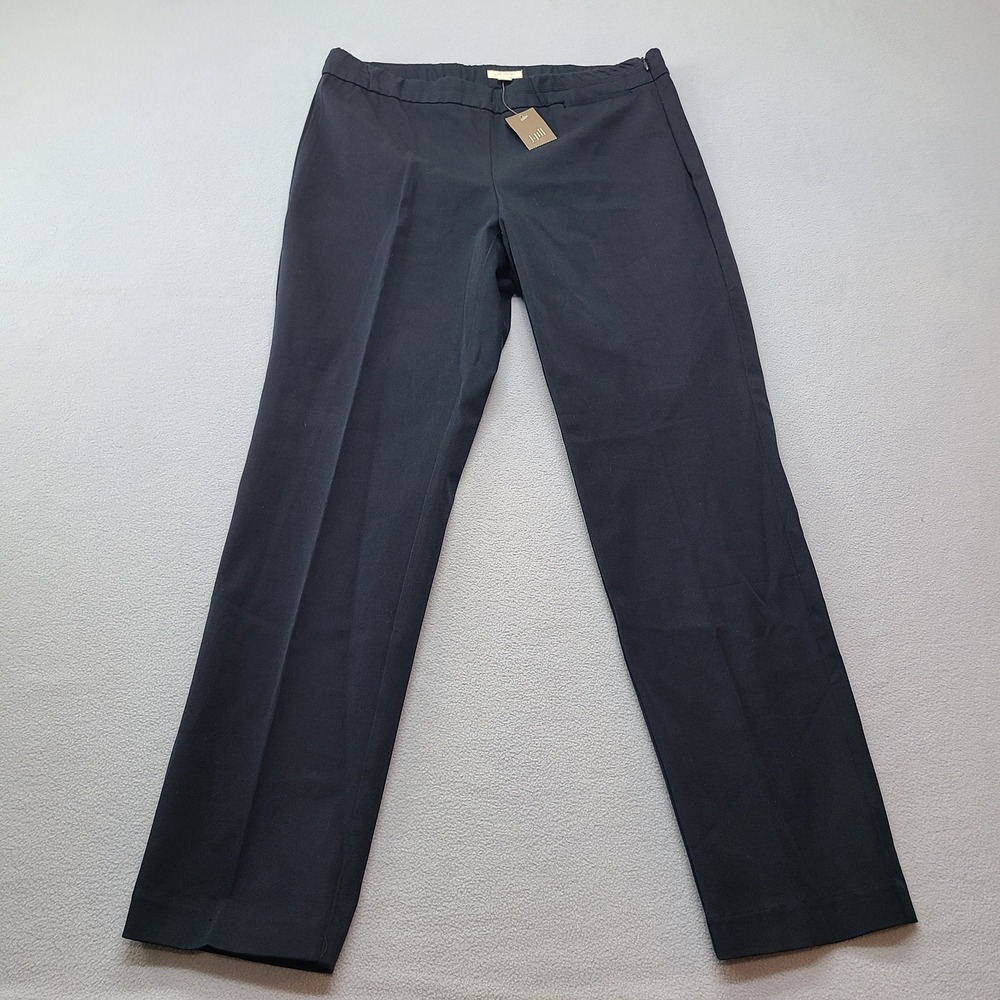 J. Jill Precision Stretch Pants Womens 12 Navy New Side Zip Straight Trousers